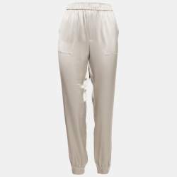 Pre Owned Polo Ralph Lauren Grey Satin Jogger Pants M