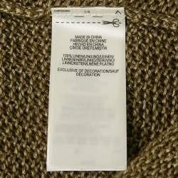 Polo Ralph Lauren Green Linen Rib Knit Lace-Up Sheer Sweater S