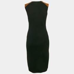 Polo Ralph Lauren Black Leather Trim Stretch Knit Short Dress S