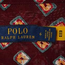 Polo Ralph Lauren Burgundy Printed Satin Midi Dress M