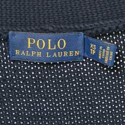 Polo Ralph Lauren Navy Blue Rib Knit Collegiate Varsity Cardigan XS