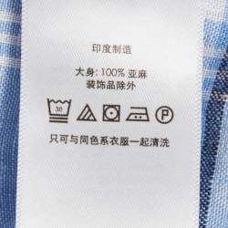 Polo Ralph Lauren Plaid Blue Linen Button Front Shirt M