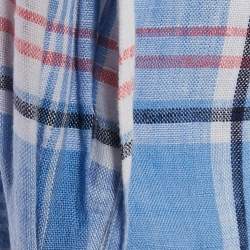 Polo Ralph Lauren Plaid Blue Linen Button Front Shirt M