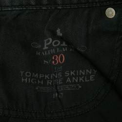 Polo Ralph Lauren Black Denim Skinny High Rise Ankle Length Jeans M 30"