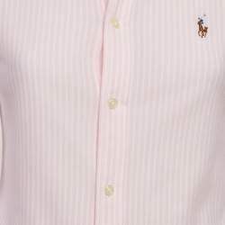 Polo Ralph Lauren Pink Stripe Cotton Knit Button Front Shirt S