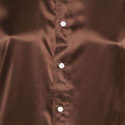 Polo Ralph Lauren Brown Satin Silk Button Front Shirt M