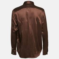Polo Ralph Lauren Brown Satin Silk Button Front Shirt M