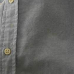 مملوكة مسبقًا Polo Ralph Lauren Blue Cotton Neck Tie-Up Button Front L