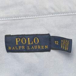 مملوكة مسبقًا Polo Ralph Lauren Blue Cotton Neck Tie-Up Button Front L