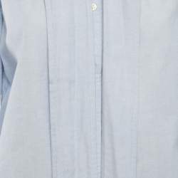 مملوكة مسبقًا Polo Ralph Lauren Blue Cotton Neck Tie-Up Button Front L