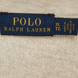 Polo Ralph Lauren Grey Suede Trim Cotton Crew Neck Sweatshirt XL