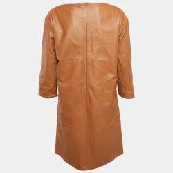 Polo Ralph Lauren Brown Leather Long Sleeve Short Dress M