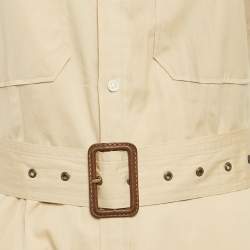 Polo Ralph Lauren Beige Belted Button Front Tiered Midi Dress S