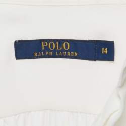 Polo Ralph Lauren Off-White Crepe Neck Tie-Up Button Front Blouse XL