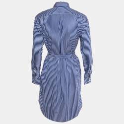 Polo Ralph Lauren Blue Striped Cotton Shirt Dress S