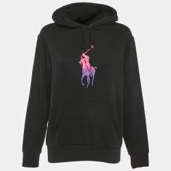 Pre Owned Polo Ralph Lauren Black Printed Cotton Hooded Sweatshirt S