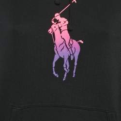 Pre Owned Polo Ralph Lauren Black Printed Cotton Hooded Sweatshirt S