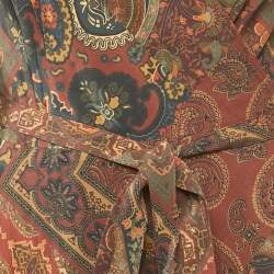 Polo Ralph Lauren Multicolor Printed Cotton Flounce Midi Wrap Dress M
