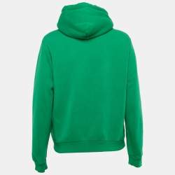 Pre Owned Polo Ralph Lauren Green Logo Embroidery Cotton Zip-Up Hooded Sweatshirt M