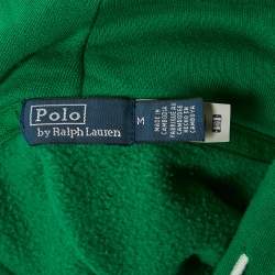 Pre Owned Polo Ralph Lauren Green Logo Embroidery Cotton Zip-Up Hooded Sweatshirt M