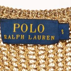 مملوكة مسبقًا توب بولو رالف لورين حياكة معدنية مع شراشيب مقاس صغير