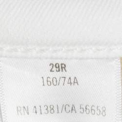 Pre Owned Polo Ralph Lauren White Embroidered Denim Tompkins Skinny Jeans M Waist 29"