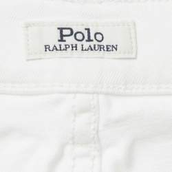 Pre Owned Polo Ralph Lauren White Embroidered Denim Tompkins Skinny Jeans M Waist 29"