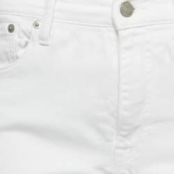 Pre Owned Polo Ralph Lauren White Embroidered Denim Tompkins Skinny Jeans M Waist 29"