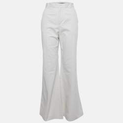 Pre Owned Polo Ralph Lauren Cream Cotton Wide Leg Trousers L
