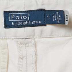 Pre Owned Polo Ralph Lauren Cream Cotton Wide Leg Trousers L