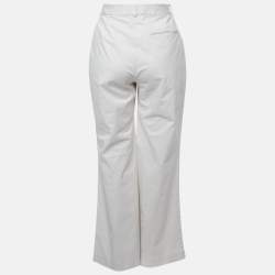 Pre Owned Polo Ralph Lauren Cream Cotton Wide Leg Trousers L