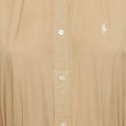 Pre Owned Polo Ralph Lauren Beige Cotton Belted Shirt Dress M