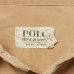 Pre Owned Polo Ralph Lauren Beige Cotton Belted Shirt Dress M