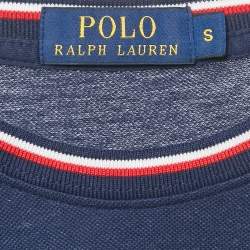Pre Owned تي شيرت بولو رالف لورين كحلي بتطريز الشعار قطن ياقة دائرية مقاس صغير - سمول