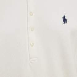 Pre Owned Polo Ralph Lauren Off-White Cotton Julie Polo T-Shirt XL