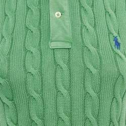 Pre Owned Polo Ralph Lauren Green Cable Knit Cropped Polo Sleeveless Shirt S