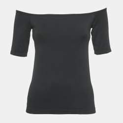 Pre Owned Polo Ralph Lauren Black Jersey Fitted Top S