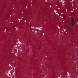 Pre Owned Polo Ralph Lauren Pink Sequined Cotton Polo Shirt S