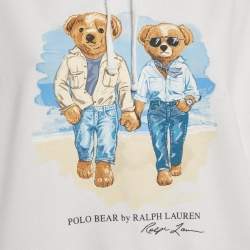 Pre Owned Polo Ralph Lauren White The Ralph & Ricky Bear Print Cotton Hooded Sweatshirt XXL