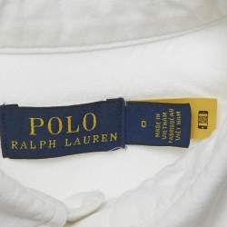 Pre Owned Polo Ralph Lauren White Cotton Belted Mini Shirt Dress XS