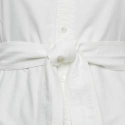 Pre Owned Polo Ralph Lauren White Cotton Belted Mini Shirt Dress XS
