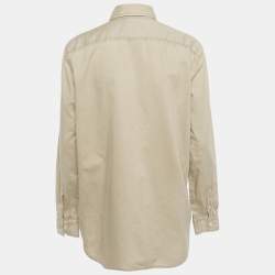 Pre Owned Polo Ralph Lauren Beige Logo Embroidered Cotton Relaxed Fit Shirt XL