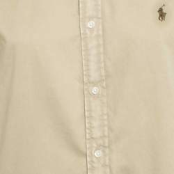 Pre Owned Polo Ralph Lauren Beige Logo Embroidered Cotton Relaxed Fit Shirt XL
