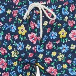 Pre Owned Polo Ralph Lauren Navy Blue Floral Print Synthetic Swimwear Shorts S