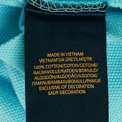 Pre Owned Polo Ralph Lauren Light Blue Cotton Mesh Mini Polo T-Shirt Dress S