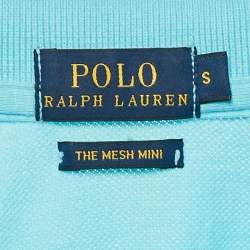 Pre Owned Polo Ralph Lauren Light Blue Cotton Mesh Mini Polo T-Shirt Dress S