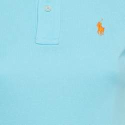 Pre Owned Polo Ralph Lauren Light Blue Cotton Mesh Mini Polo T-Shirt Dress S