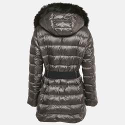 Pre Owned Polo Ralph Lauren Dark Grey Nylon Hooded Down Jacket M