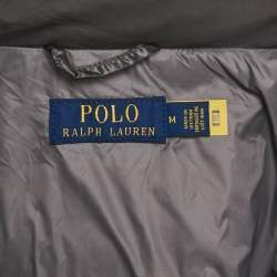 Pre Owned Polo Ralph Lauren Dark Grey Nylon Hooded Down Jacket M