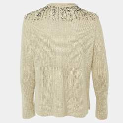 مملوكة مسبقًا Polo Ralph Lauren Ecru Lurex Knit Embellished Jumper S